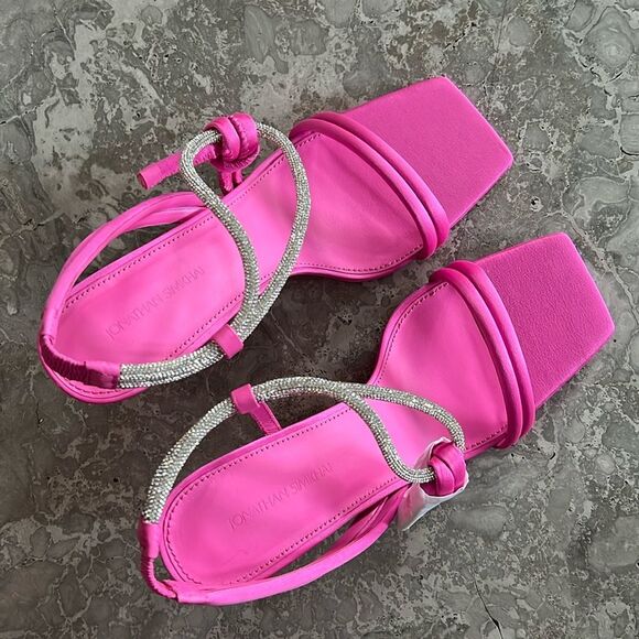 Jonathan Simkhai Revolve Cassie Crystal Strappy Sandal in Pink, New, Size EU 41 - Picture 6 of 11